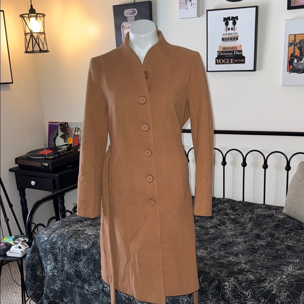 Allegra K Camel Trench Coat